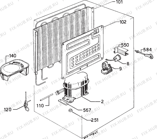 Взрыв-схема холодильника Zanussi ZF165T - Схема узла Cooling system 017